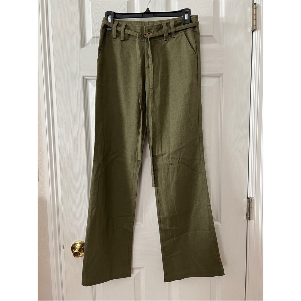 Olive green linen blend pants size small